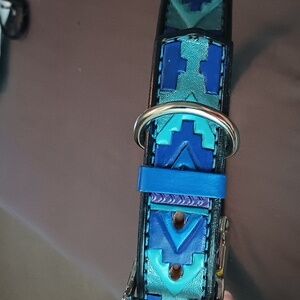 XL Handmade Leather Tribal Dog Collar 34"